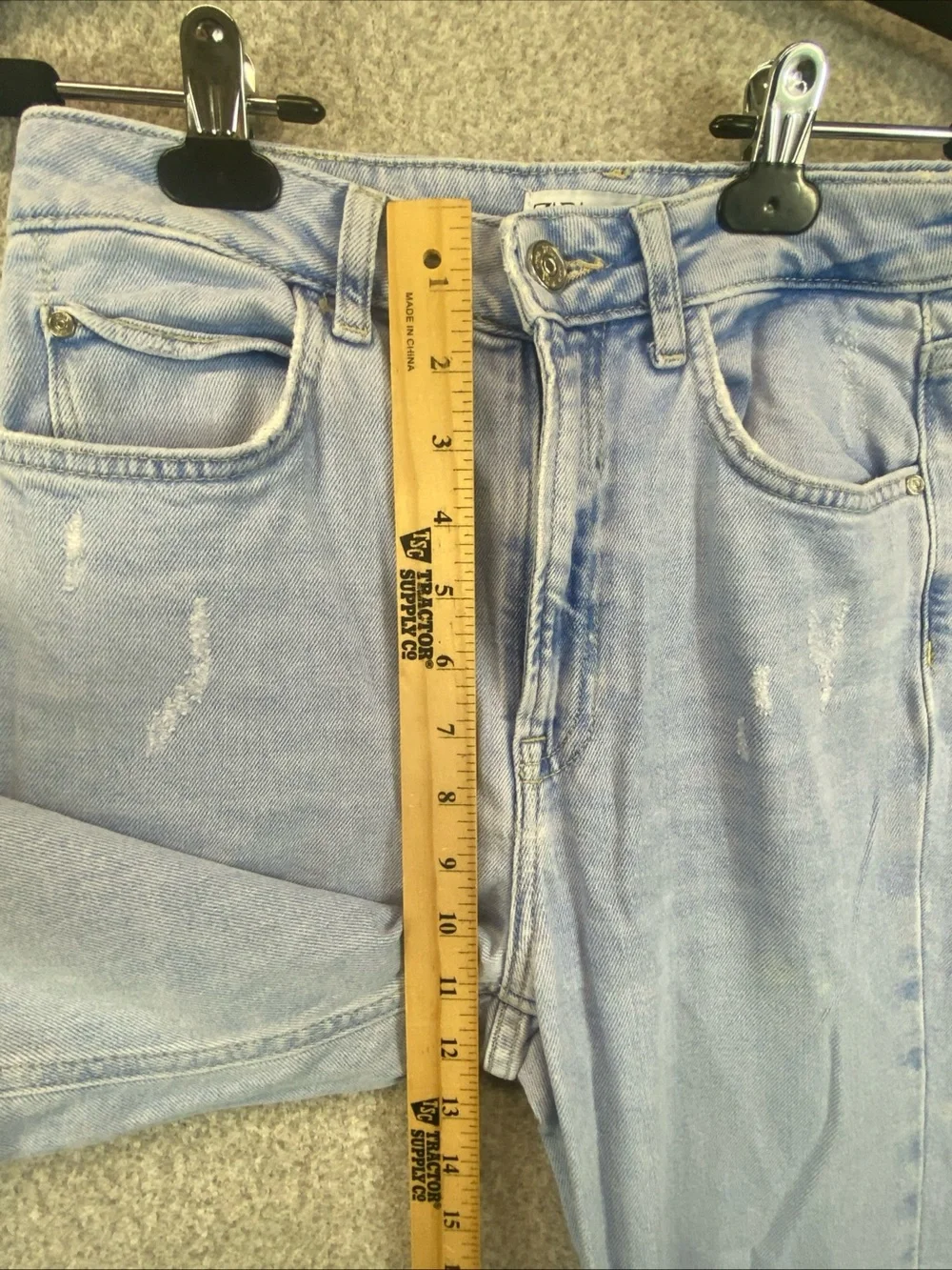 Zara Split Cuff Flare Jeans Size 4 Inseam 29” Boho Distressed High Rise Light